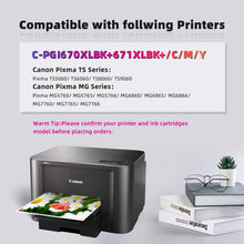 Load image into Gallery viewer, Canon 670XL PGI-670 XL 671XL CLI-671 XL Ink Cartridges for Canon PIXMA MG5760 MG5765 MG6860 MG5766 MG6865 MG7760 MG7765 MG7766 TS5060 TS6060 TS8060 TS9060 Printer (5Packs)