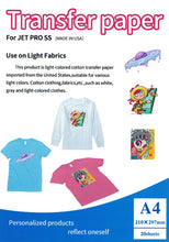 Load image into Gallery viewer, Light Heat Transfer Paper -20 x Jet-Pro® Soft stitch