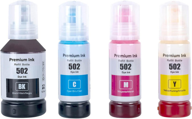 Compatible Epson 502 Ink Bottle Set for Epson EcoTank ET-2700 ET-2750 ET-2850 ET-3800 ET-4750 ET-4850