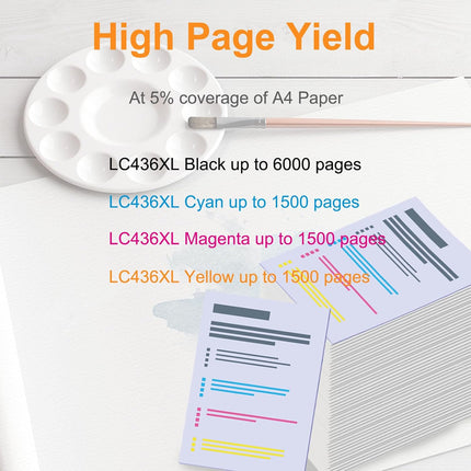 Brother LC436XL Ink Cartridge BK C M Y – Compatible for MFC-J4440DW / J4540DW / J4340DW
