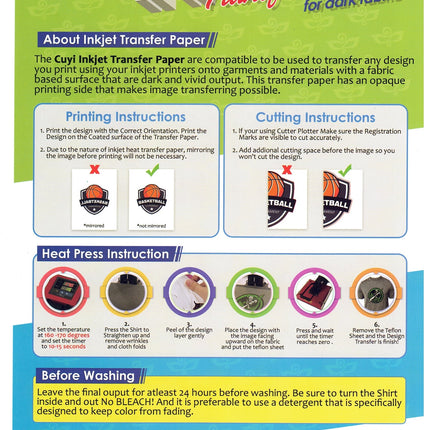 A4 Heat Transfer Paper for Dark Fabrics – 20-Sheet Pack for Inkjet Printing!
