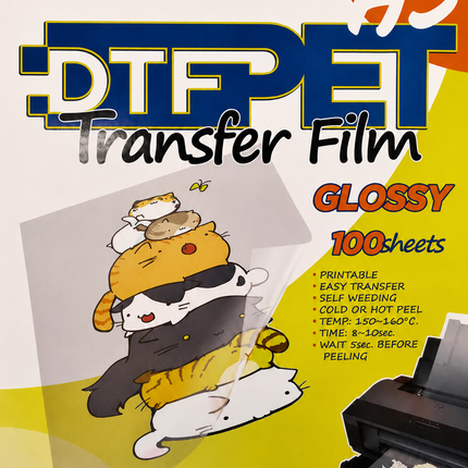 A3 DTF Transfer Film - 100 Sheets | Glossy Double-Sided PET Film for DTF Printing