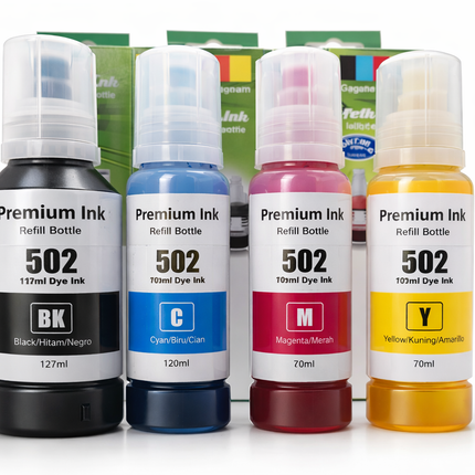Compatible Epson 502 Ink Bottle Set for Epson EcoTank ET-2700 ET-2750 ET-2850 ET-3800 ET-4750 ET-4850