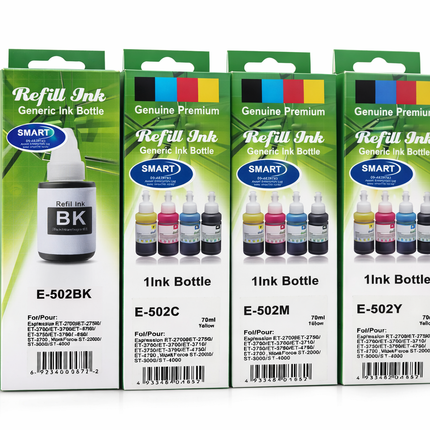 Compatible Epson 502 Ink Bottle Set for Epson EcoTank ET-2700 ET-2750 ET-2850 ET-3800 ET-4750 ET-4850