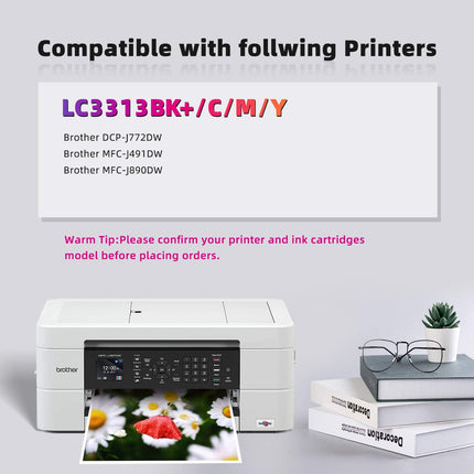 Brother LC3313 / LC3311 Ink Cartridge – Premium A+ – Latest Chip – For MFC-J491DW, MFC-J890DW, DCP-J772DW  Set of 4 (BK/C/M/Y)