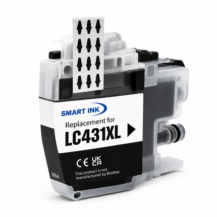 Brother LC431XLBK Compatible Black Ink Cartridge – High Yield – Suits MFC-J1010DW, DCP-J1050DW, DCP-J1140DW – Smart Ink