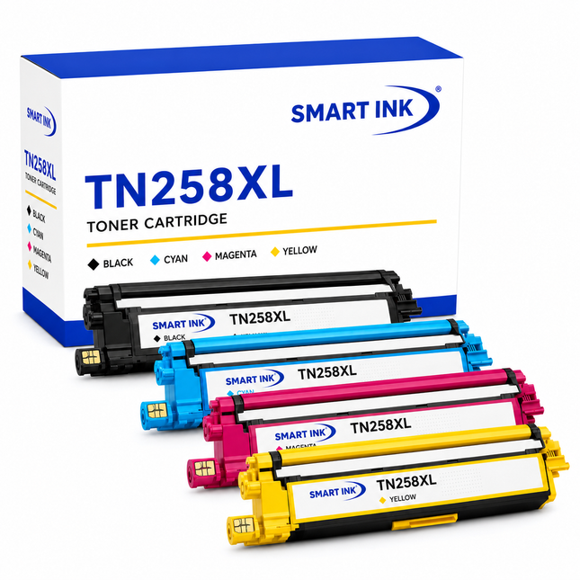 Brother TN258XL Compatible Toner Cartridges 4 Pack – Black Cyan Magenta Yellow – High Yield