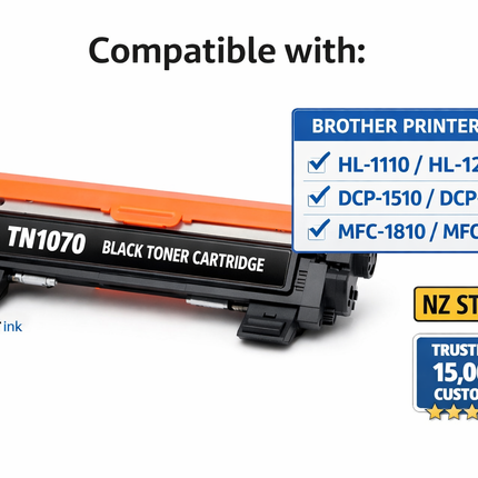 Brother DCP-1610W Toner Cartridge – Compatible TN1070 Black – High Yield Replacement