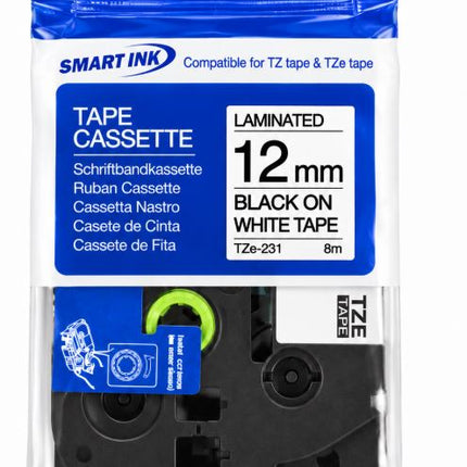 Brother TZe-231 Compatible Label Tape 12mm x 8m Black on White for P-touch PT-D210 PT-H110 PT-D600 NZ Stock