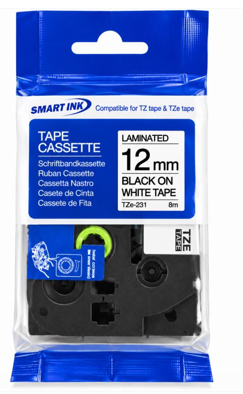 Brother TZe-231 Compatible Label Tape 12mm x 8m Black on White for P-touch PT-D210 PT-H110 PT-D600 NZ Stock