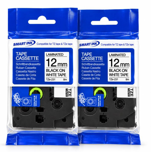 Brother TZe-231 Compatible Label Tape 12mm x 8m Black on White for P-touch PT-D210 PT-H110 PT-D600 NZ Stock