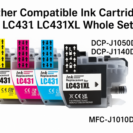 Brother LC431XL Ink Cartridge – Compatible for DCP-J1050DW & MFC-J1010DW – High Yield Ink – Black Cyan Magenta Yellow – NZ Stock