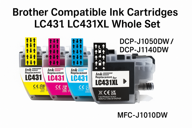 Brother LC431XL Ink Cartridge – Compatible for DCP-J1050DW & MFC-J1010DW – High Yield Ink – Black Cyan Magenta Yellow – NZ Stock