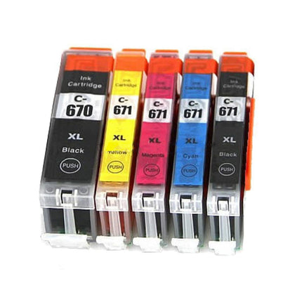 Canon 670XL PGI-670 XL 671XL CLI-671 XL Ink Cartridges for Canon PIXMA MG5760 MG5765 MG6860 MG5766 MG6865 MG7760 MG7765 MG7766 TS5060 TS6060 TS8060 TS9060 Printer (5Packs)