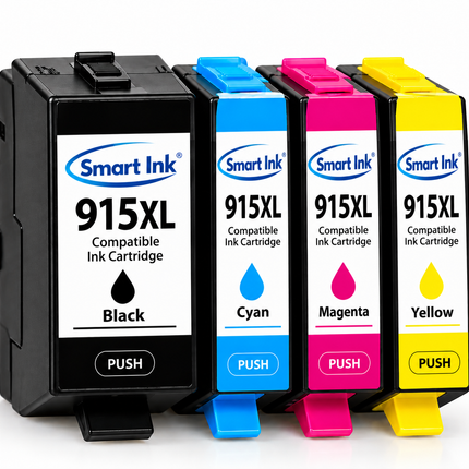 Smart Ink 915XL compatible high-yield four-colour ink cartridge pack Black Cyan Magenta Yellow – illustrative product image