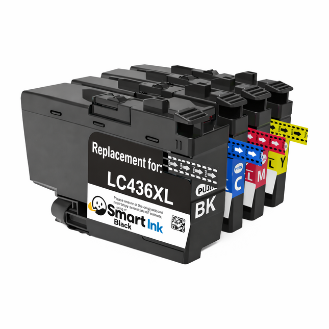 Brother LC436XL compatible ink cartridges 4 colour set - Black, Cyan, Magenta, Yellow - Smart Ink NZ