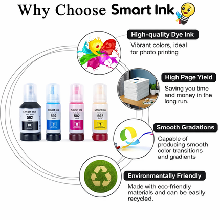 Compatible Epson 502 Ink Bottle Set for Epson EcoTank ET-2700 ET-2750 ET-2850 ET-3800 ET-4750 ET-4850